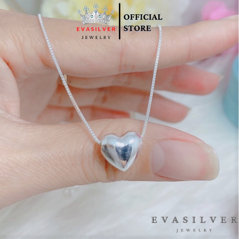 Dây chuyền bạc nữ mặt hình trái tim trơn Evasilver, Vòng cổ chất liệu bạc ta mẫu đơn giản nhẹ nhàng