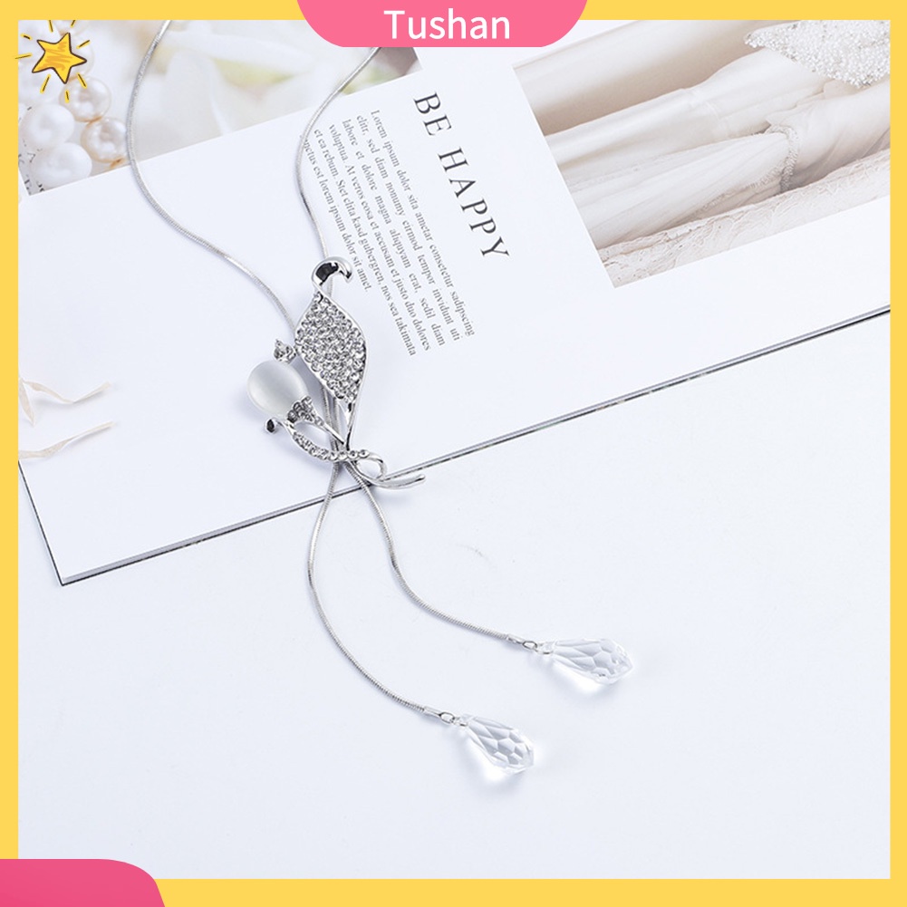 Dây chuyền nữ mặt ngọc Opan mắt mèo đính đá thời trang