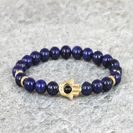 Chuỗi Hạt Đeo Tay Bằng Đá Nham Thạch Đen / Nâu / Đỏ / Xanh Dương / Xám / Xanh Dương Tự Nhiên 8mm