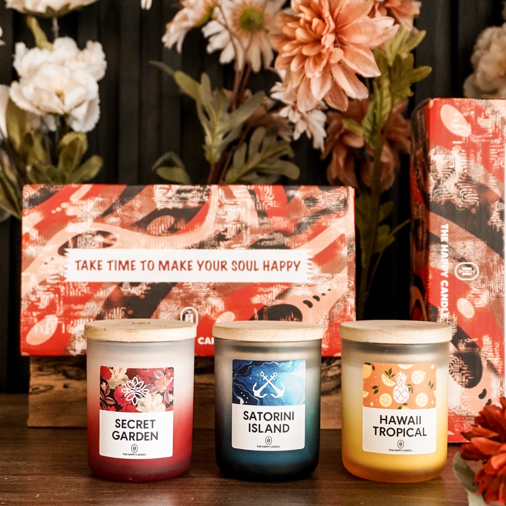 HỘP QUÀ Nến thơm phòng sáp thơm cao cấp 100% thiên nhiên, Vietnam sceted candle cup - Tinh dầu cắm que - THƠM DECOR