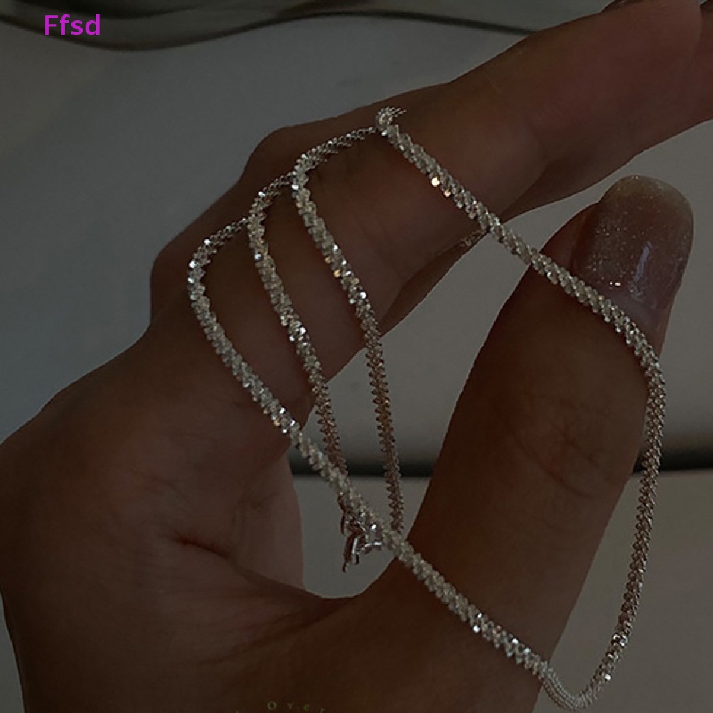 {Ffsd} Vòng cổ Choker Bằng Bạc Lấp Lánh Trang Sức Đám Cưới Bán Chạy