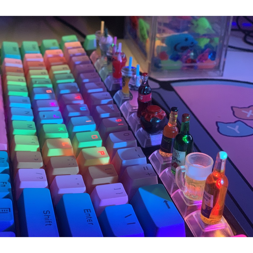 Keycap đồ uống xuyên led 🥤🧋🍺🍾 keycaps trà sữa trang trí bàn phím cơ gaming
