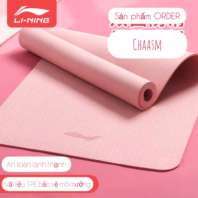 CHÍNH HÃNG -Thảm tập yoga/ gym TPE LiNing dùng 2 mặt chống trơn trượt tốt