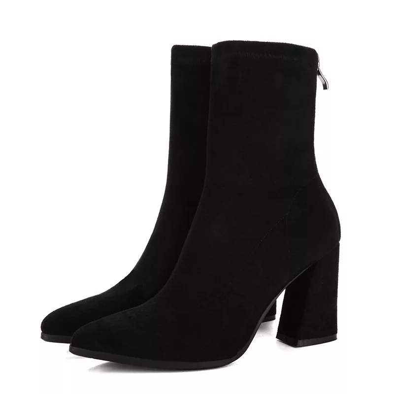 Giày Bốt Nữ Boot Cổ Cao Khóa Cạnh Gót Vuông 7 Phân (Có Gót vuông và gót nhọn - boot lửng thu đông) | BigBuy360 - bigbuy360.vn