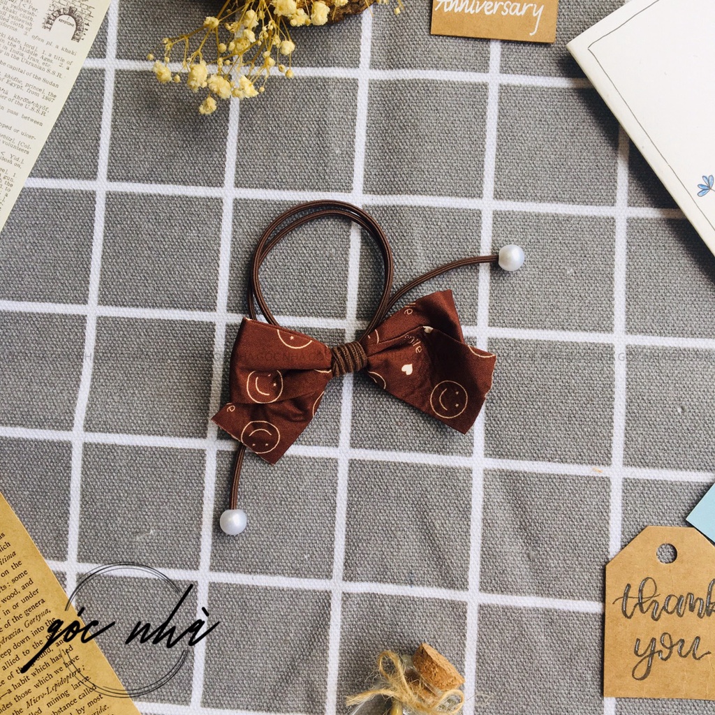 CỘT TÓC nơ NỮ thun co giãn nhiều họa tiết dễ thương smile gấu caro xinh xắn gocnha CT008 CT010