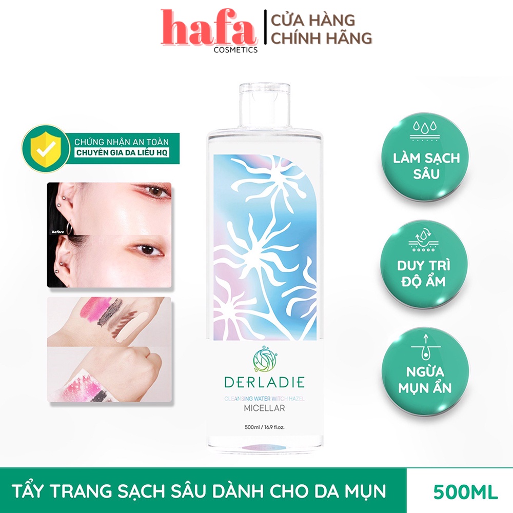 [Phiên Bản Nâng Cấp]Nước Tẩy Trang Derladie Cleansing Water Witch Hazel 500ml _ Derladie Chính Hãng