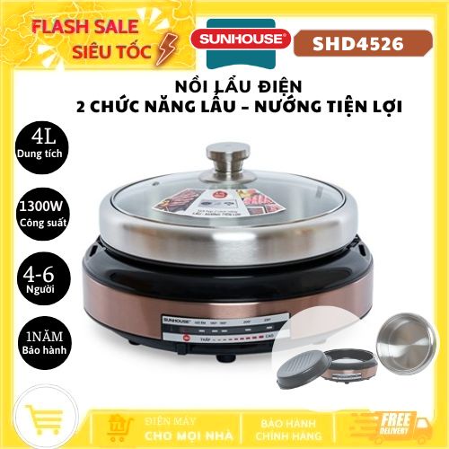 Nồi Lẩu Điện Sunhouse SHD4526 (4.0 Lít) - Hàng Chính Hãng
