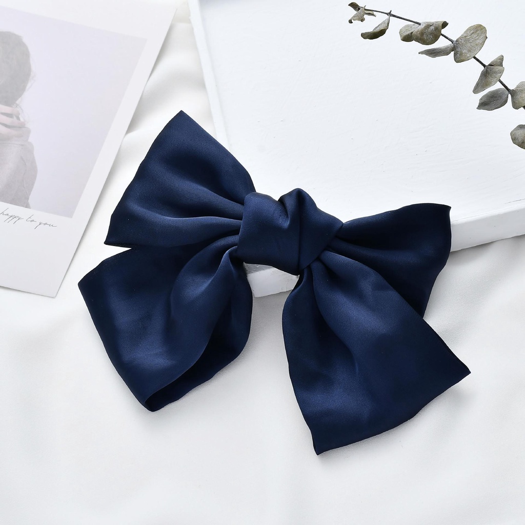 Kẹp Tóc Hình Nơ Lớn Màu Trơn Phong Cách Giáng Sinh