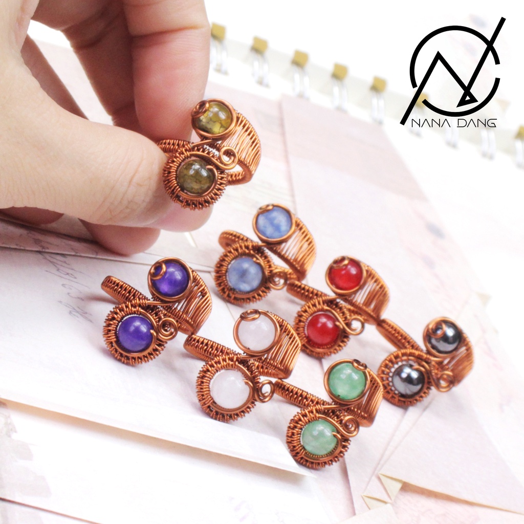 Nhẫn đá tự nhiên hình vô cực sang trọng cho nữ 05920-05925