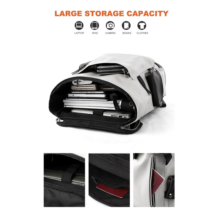 Balo da nam PU đựng laptop 15.6 inch chống thấm nước phong cách công sở dành cho nam backpack