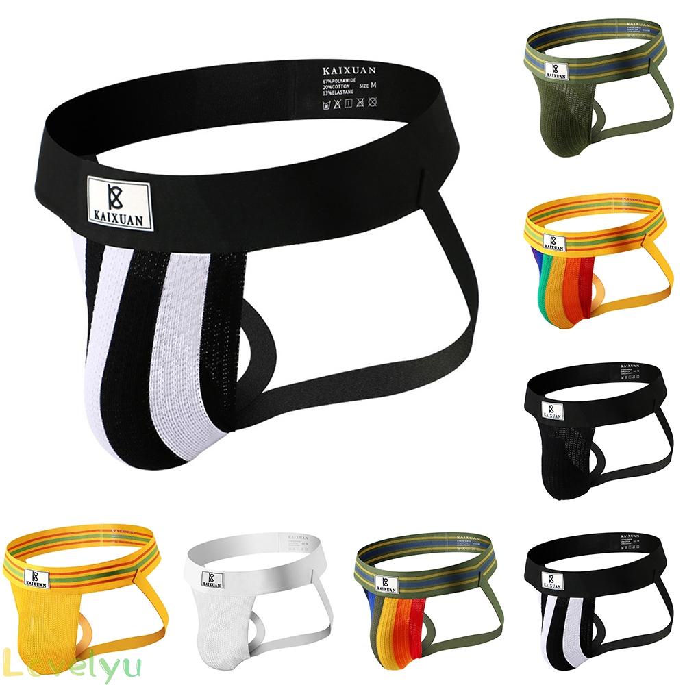 【Ready Stock】Men Underwear Comfortable Exposed Butt G String Gay Ice Silk Jockstrap@New