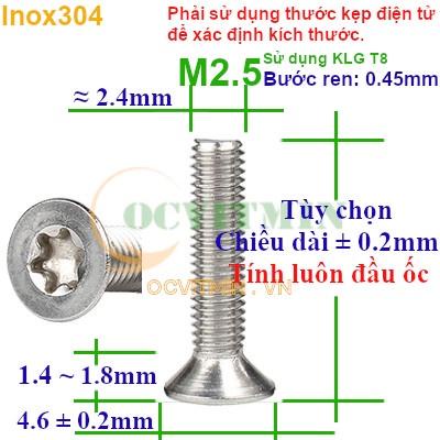 KS2I# - Ốc Lục Giác Bông M2 M2.5 Lục Giác Sao Inox 304 Hút Nam Châm