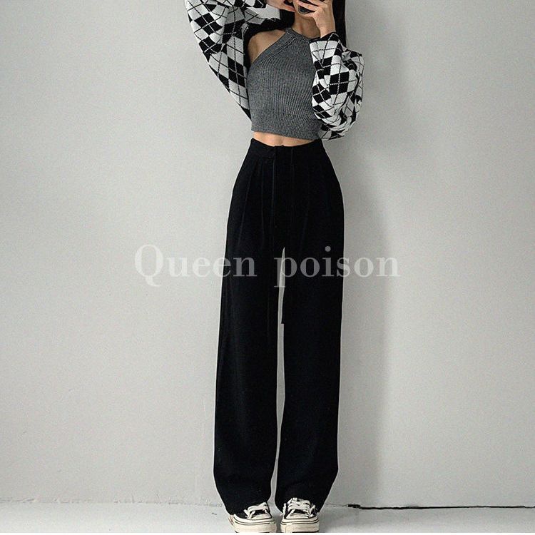 Quần Dài Lưng Cao Ống Rộng Kiểu Dây Rút Thời Trang Cá Tính Cho Nữ