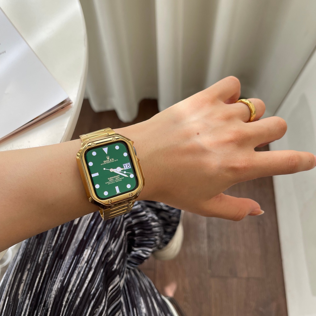 Ốp mặt đồng hồ + dây đeo bằng kim loại thích hợp cho Apple watch 7 6 SE 2 44mm 40mm 45mm 3 4 5 SE 42mm 38mm 41mm