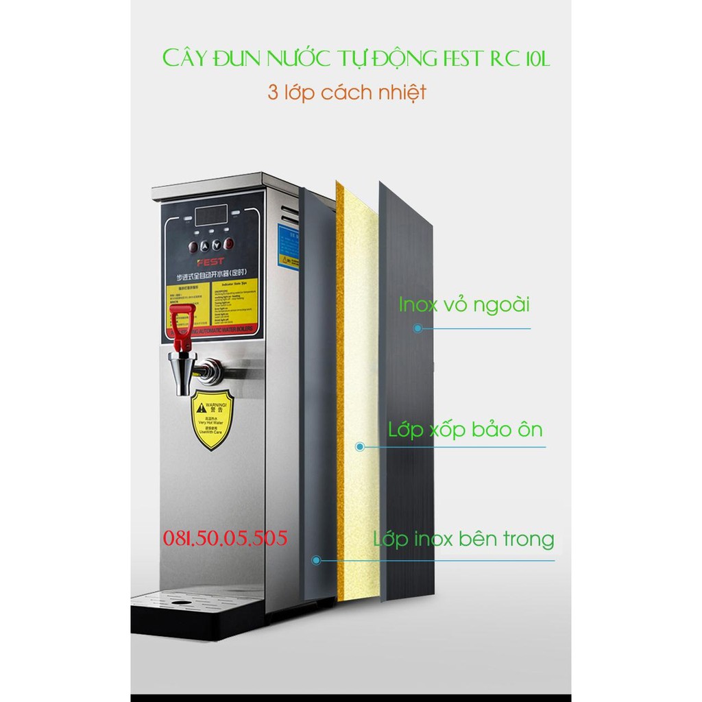 Máy nước nóng FEST 10L tự động cấp nước và đun nước tự động - Bảo hành 12 Tháng
