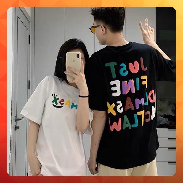 Áo thun tay lỡ form rộng in chữ ngộ nghĩnh JUST FINE a - phông ulzzang oversize unisex nam nữ