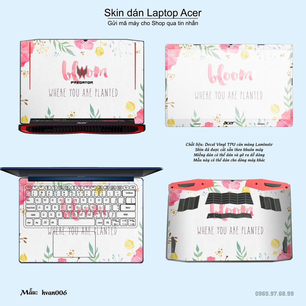 Skin dán Laptop Acer in hình Hoa văn (inbox mã máy cho Shop)