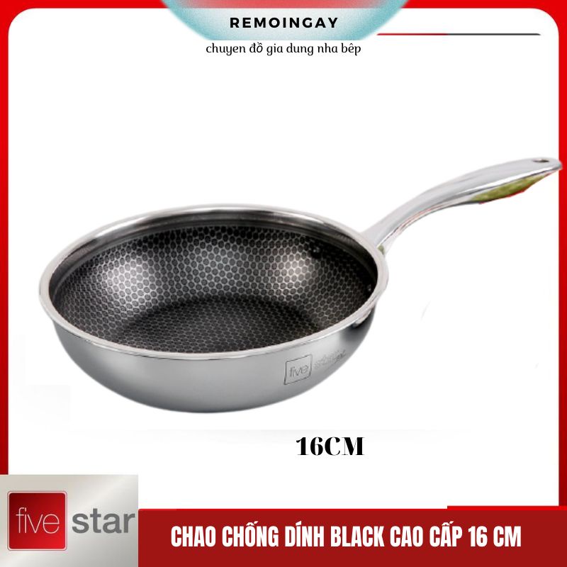 Chảo chống dính sâu lòng 3 lớp Inox 304 Fivestar Blackcube 16cm đáy liền FPC16001 HÀNG CHÍNH HÃNG BẢO HANH 5 NĂM