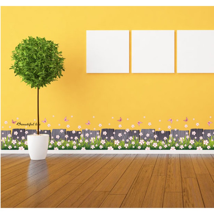 Decal trang trí chân tường hoa sao