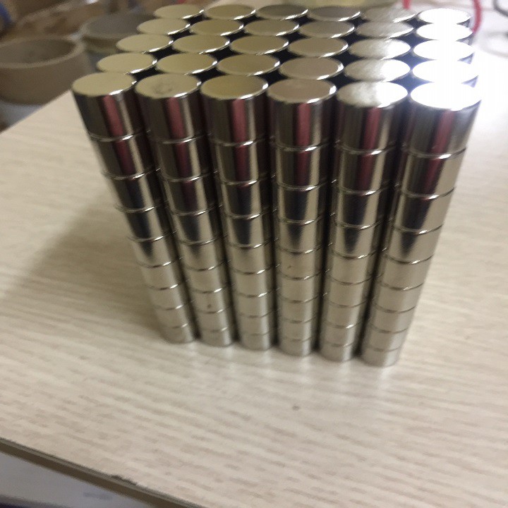 Nam châm viên trắng 10x10 mm , nam châm trụ đất hiếm lực hút mạnh