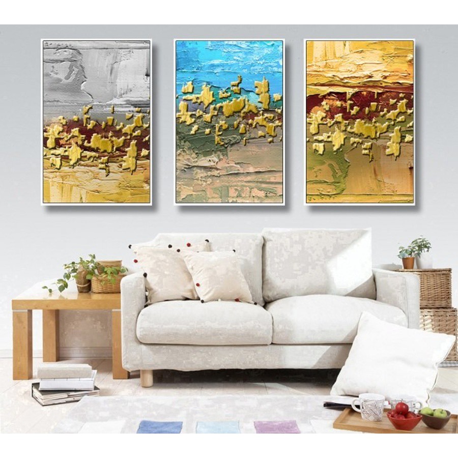 Tranh treo tường canvas nghệ thuật trừu tượng 3D decor trang trí phòng khách và phòng ngủ có khung cao cấp khổ lớn 40x60