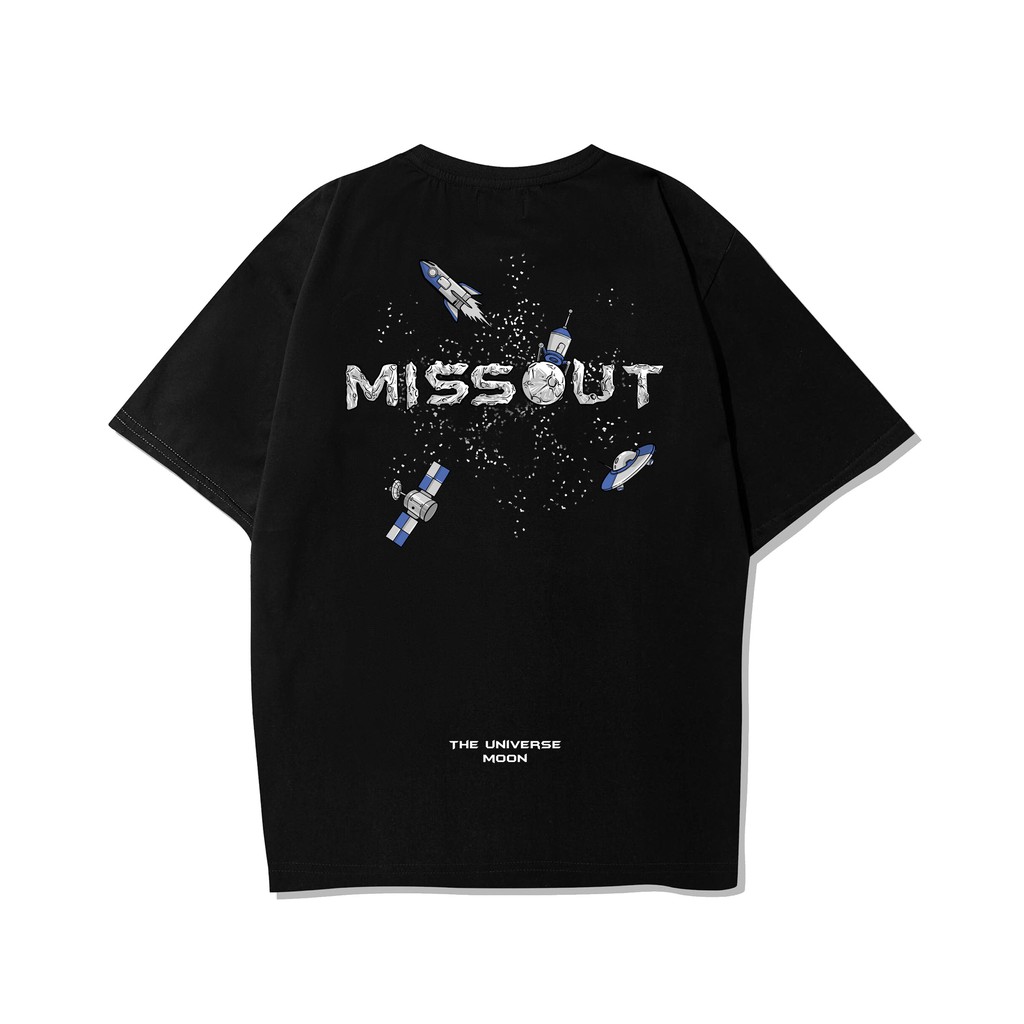 Áo thun Missout Moon universe unisex - missout streetwear local brand over tên lửa (Đen/Trắng)