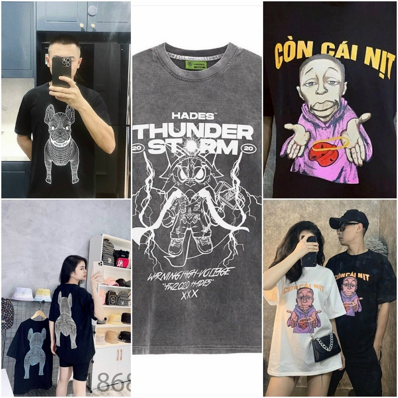Áo Thun Unisex Phông Rộng Còn Cái Nịt Nam Nữ Cặp Đôi❤HOT RẺ ĐẸP❤ Tay Lở Cotton In Chó Nhện Nhóm Couple CựcNgầu
