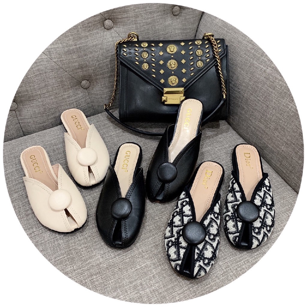 Giày Sục Nữ Họa Tiết Nụ Hoa 3 Hở Mũi tông Màu Cực Xinh (2 Mẫu)