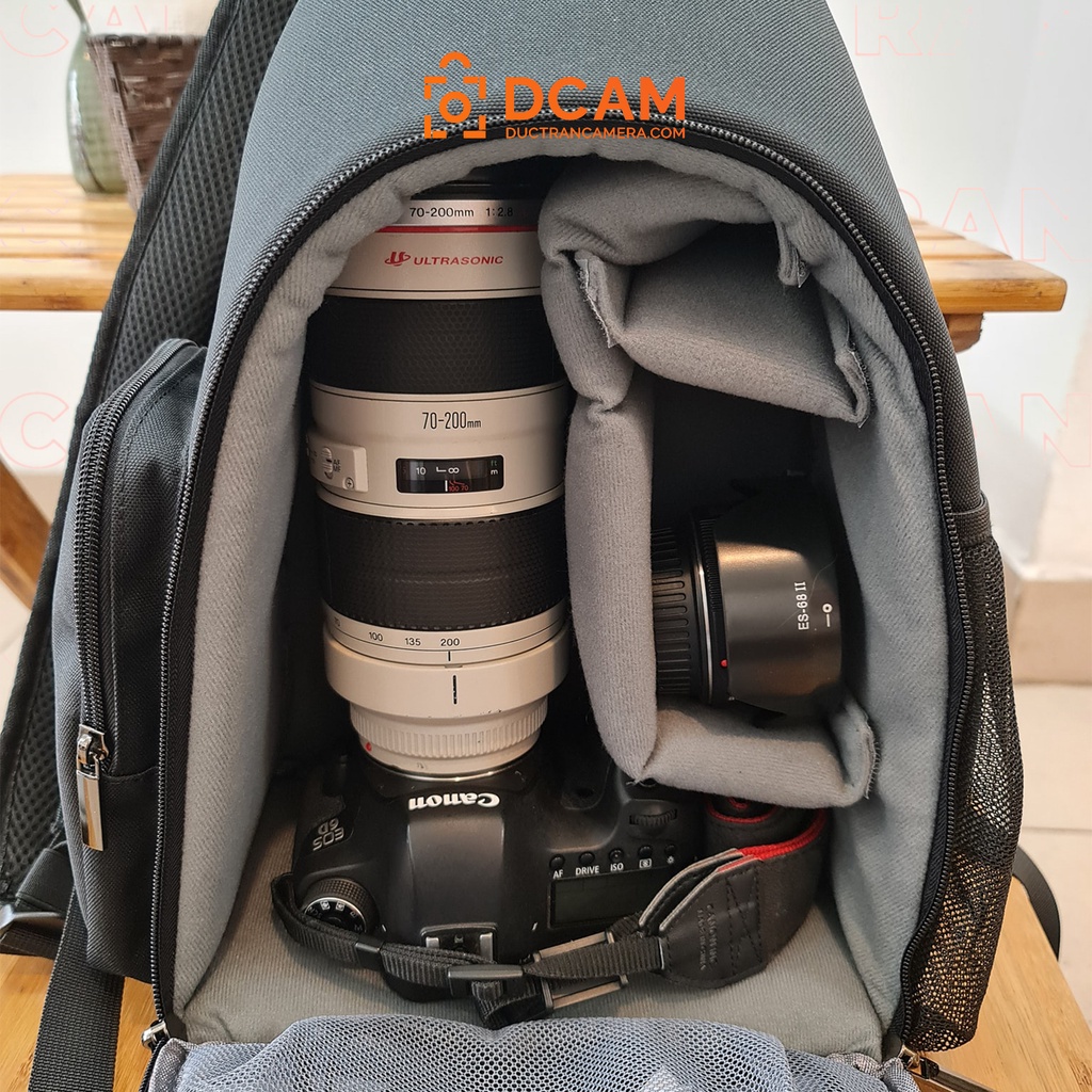 Túi Balo máy ảnh 2 trong 1 form cứng nhỏ gọn chống nước - Caden MINI CB07 - Đựng body + 3 lens to + tripod + phụ kiện...
