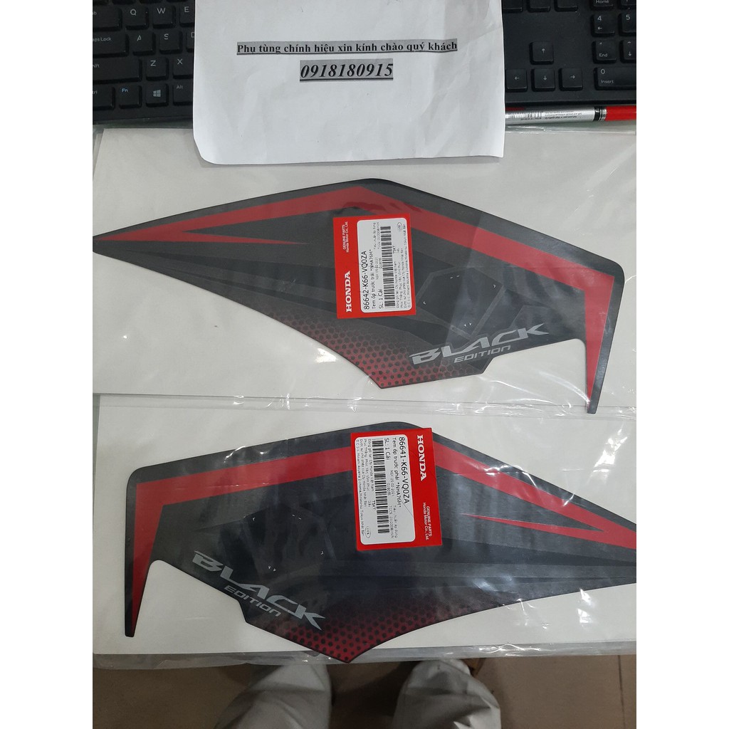 Tem BLACK Bên Yếm AirBlade Đen Mờ 2019 CHÍNH HÃNG HONDA