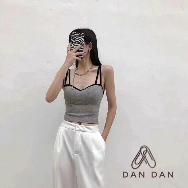 Áo bra croptop dây kép cotton dáng dài mã 429