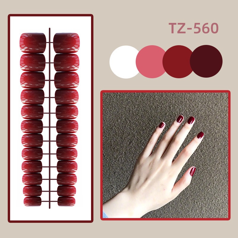Set 24 Móng Tay Giả Màu Sắc Đơn Giản Có Thể Tái Sử Dụng Móng Giả Móng Giả Dài