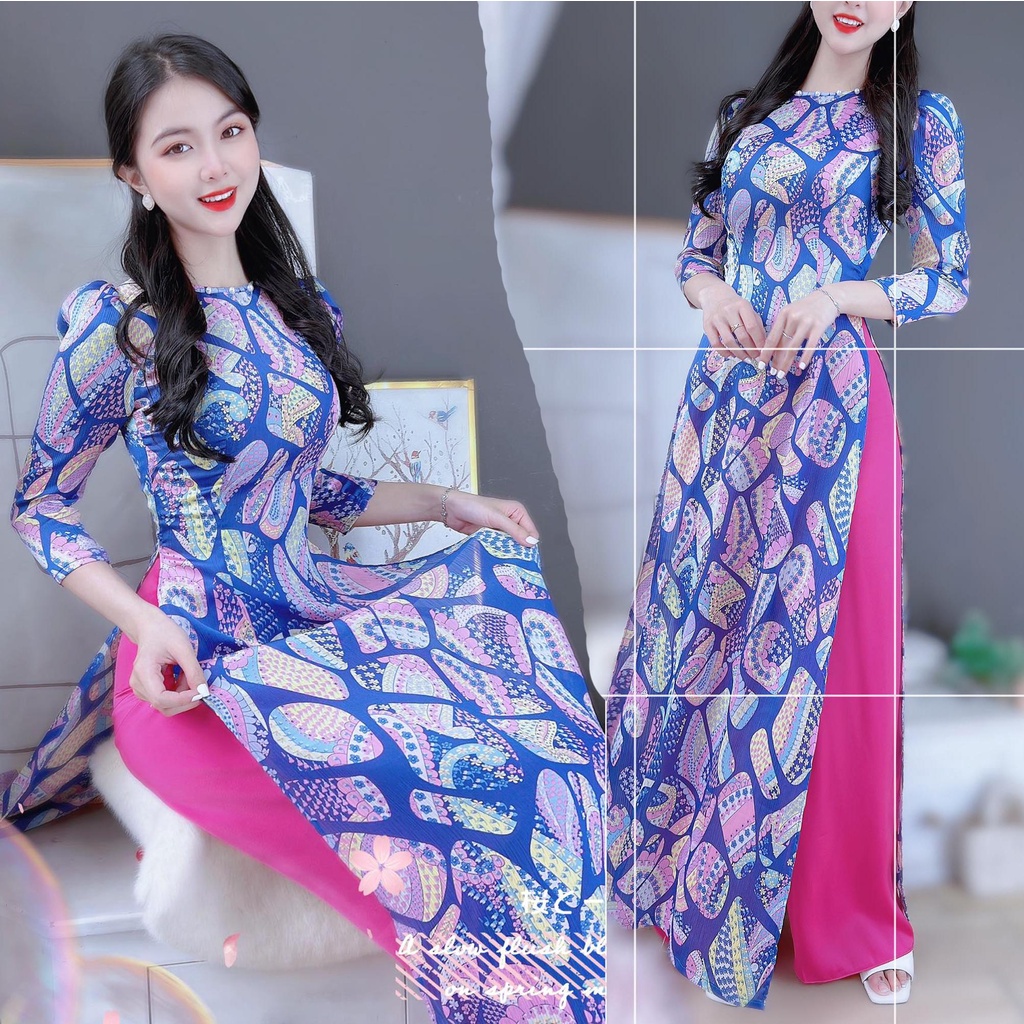 Áo dài cách tân nữ kiểu cổ kiềng đính ngọc không kèm quần CHUU AD8049