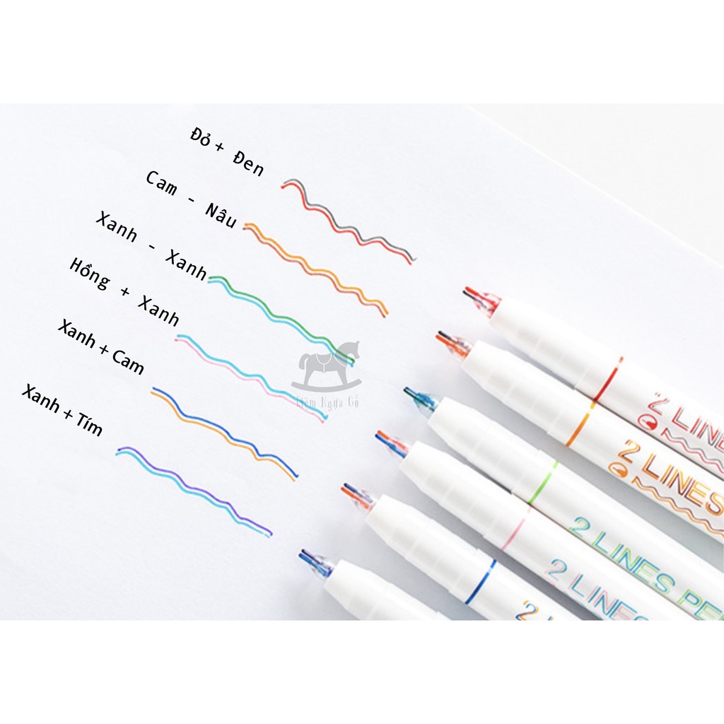 [Mã SKAMLTSM9 giảm 10% đơn 99K] Bút 2 Lines Pen Trang Trí Sổ, Thiết Lập Các Tiêu Đề, Highlight - Tiệm Ngựa Gỗ