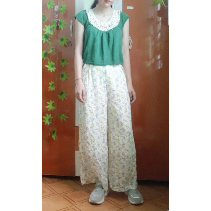 2hand quần culottes voan hoa nhí