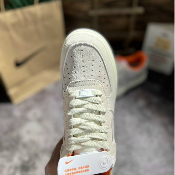 Giày Air_Force 1 Orange Grey/Af1 Xám Cam Da Lộn