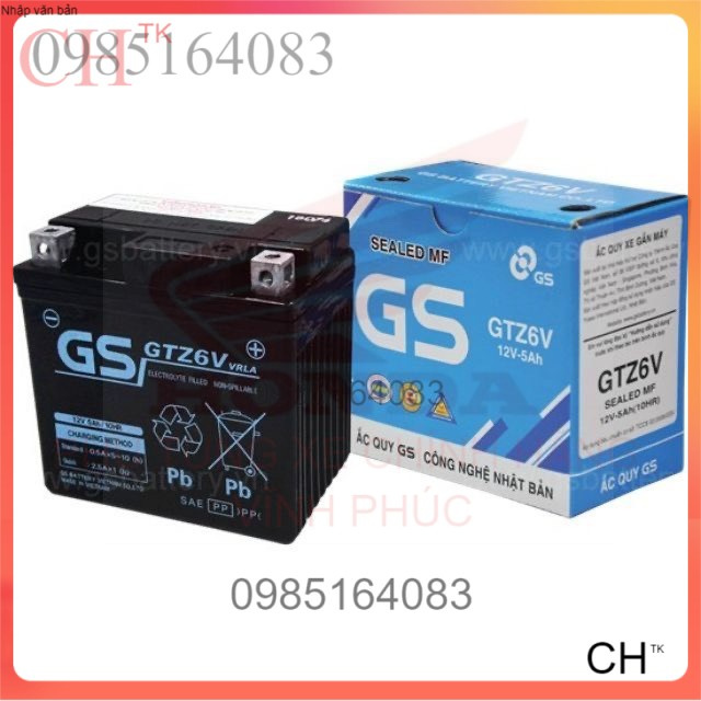 ắc quy GS khô GTZ6V PCX, Vision, Lead125, Sh Việt, Airblade 125, Nozza Grande STD... .Chính Hãng