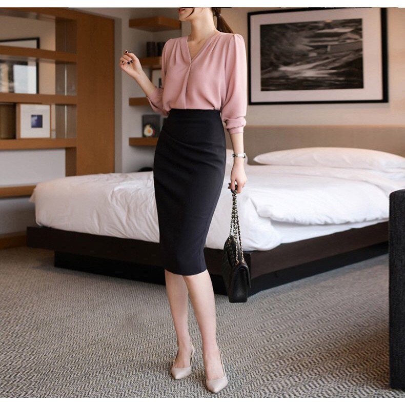 Chân váy bút chì, chân váy nữ công sở xẻ sau vải thun co giãn thoáng mát | BigBuy360 - bigbuy360.vn