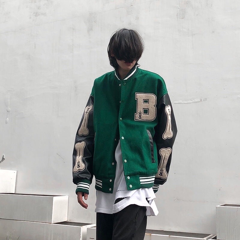 Áo Khoác Varsity Jacket Nỉ Da Thêu Nam Nữa