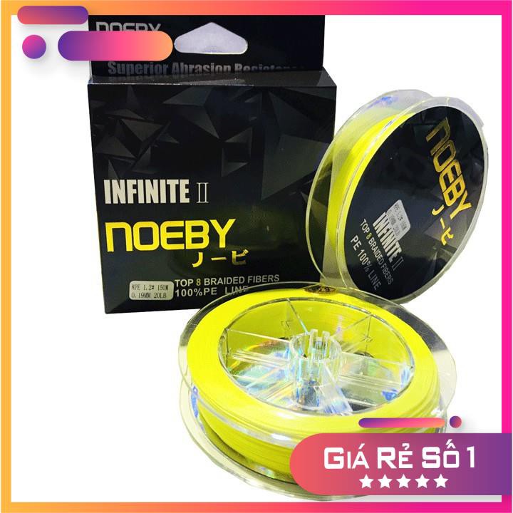 Dây dù câu cá PE Noeby Infinite II màu vàng 150m, siêu mịn công nghệ Nhật Bản, Dây PE chìm lửng câu cá lóc,cá chẽm...