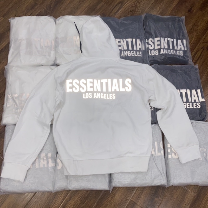 Áo hoodie phản quang đen trắng essential chất đẹp bao rẻ toàn quốc