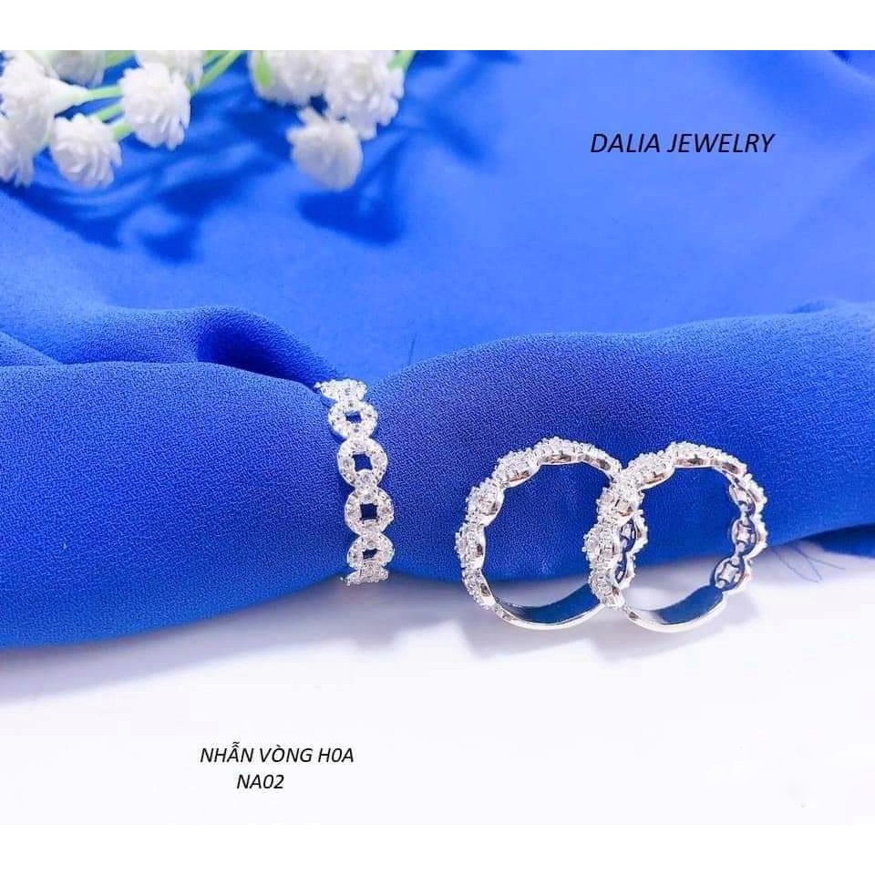 Nhẫn bạc nữ DaLiA Jewelry vòng hoa nạm đá xinh, bạc ý S925- NA02