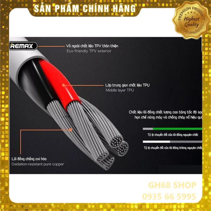 Cáp Sạc Iphone Chính Hãng Remax RC-119i - Dây Sạc Nhanh 2.4A Quặp Chữ L Chống Gãy Tiện Lợi Chơi Game, Xem phim Dài 1M