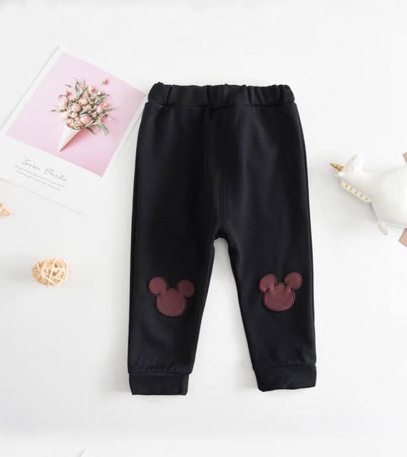 Quần legging đáp gối mickey cho bé gái từ 1 tuổi đến 5 tuổi