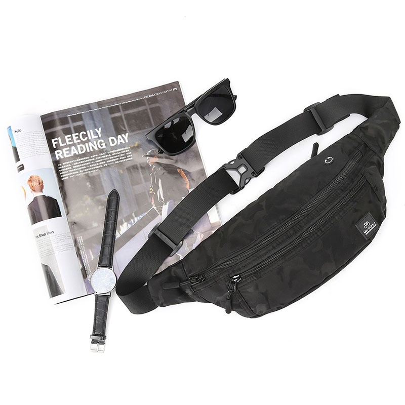 Túi đeo hông vải oxford kết hợp nylon họa tiết rằn ri thời trang cao cấp cho nam | BigBuy360 - bigbuy360.vn