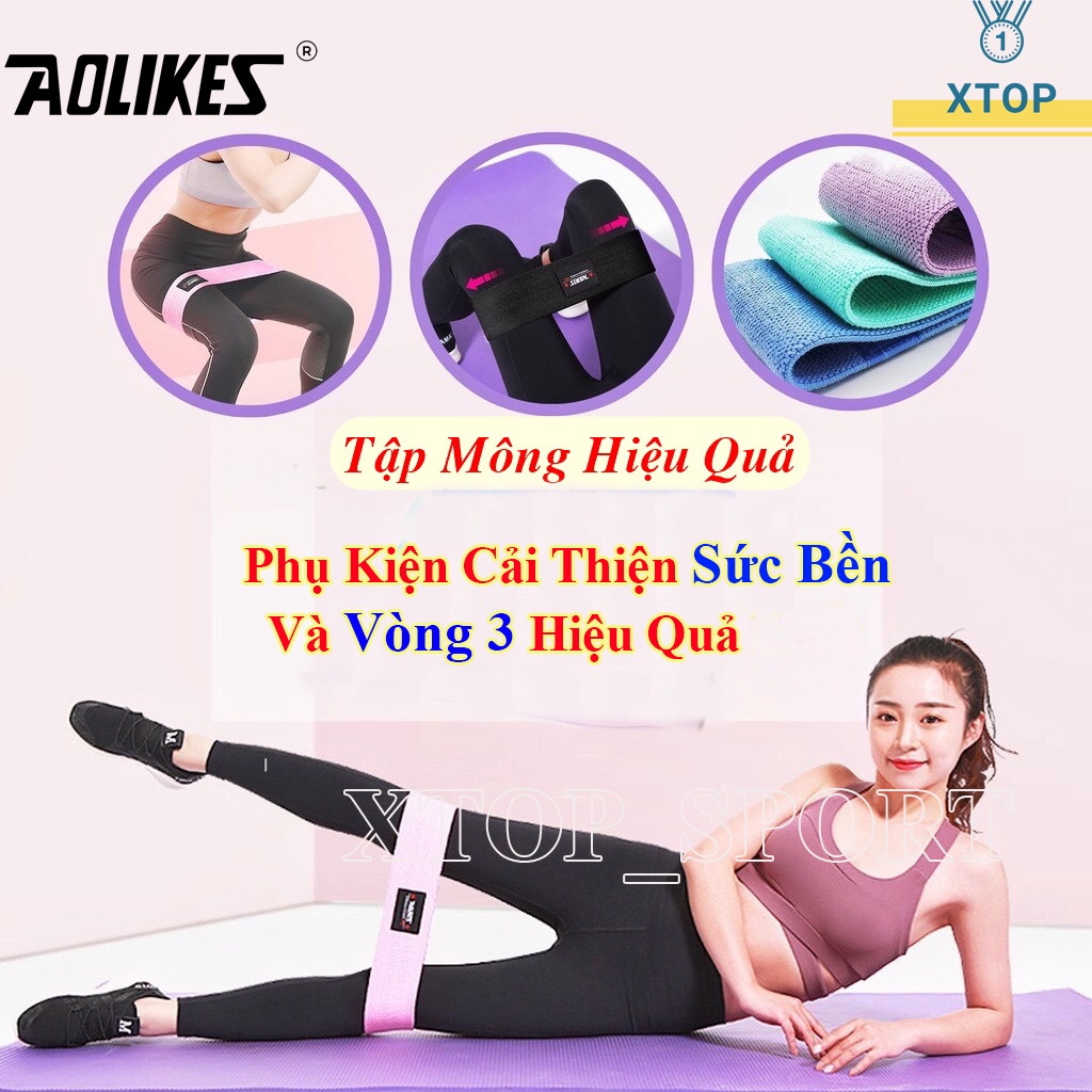 Dây kháng lực tập gym, Dây miniband tập chân mông Aolikes, phụ kiện gym chính hãng 3603