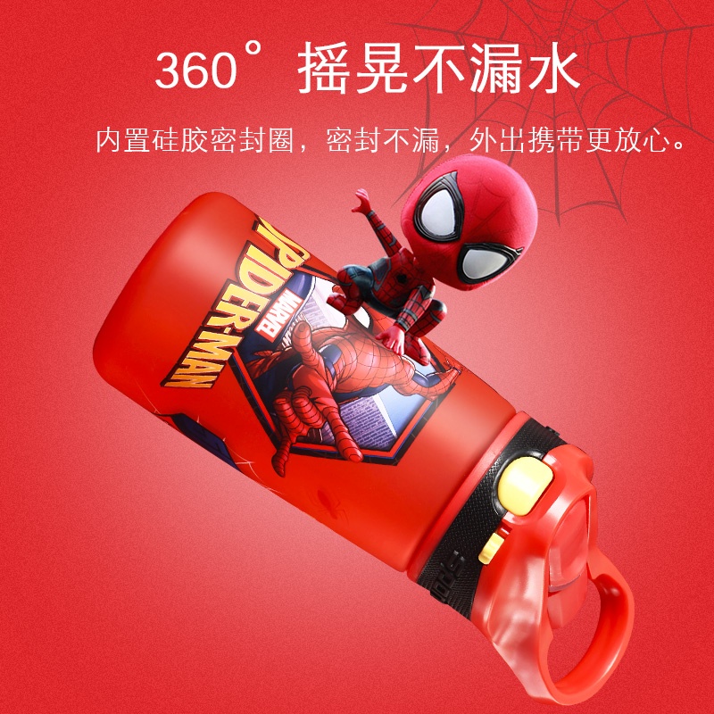 ♠✒Bình Nước Thể Thao 500ml Bằng Nhựa Họa Tiết Hoạt Hình Disney Marvel Spiderman Captain America