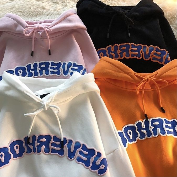 Áo Hoodie In Hình Đám Mây Màu Cam Thời Trang Hàn Quốc Dành Cho Cặp Đôi