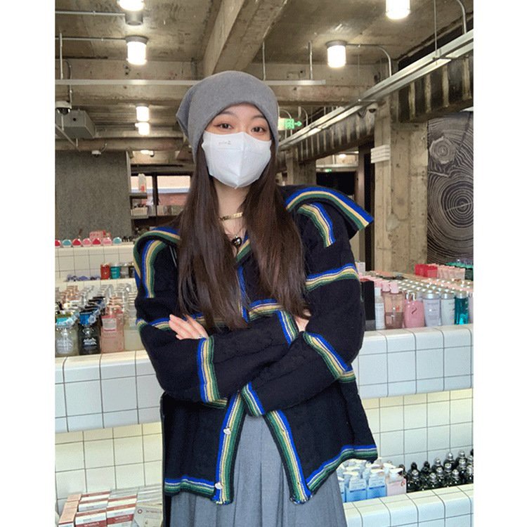 (HÀNG SẴN) Áo len Cardigan cổ hải quân phối nút - Áo khoác len phong cách Châu Âu