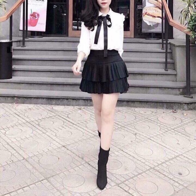 Chân váy xếp ly xoè chất umi